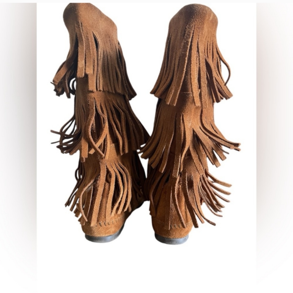 Fringe Suede Tan Boots - Picture 4 of 7